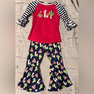 Kids Cactus and Llama Matching Set - Red and Blue